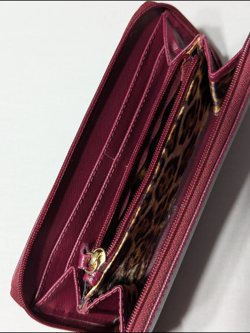 Carmen Steffens Zip-Around Leather Wallet in Deep Berry